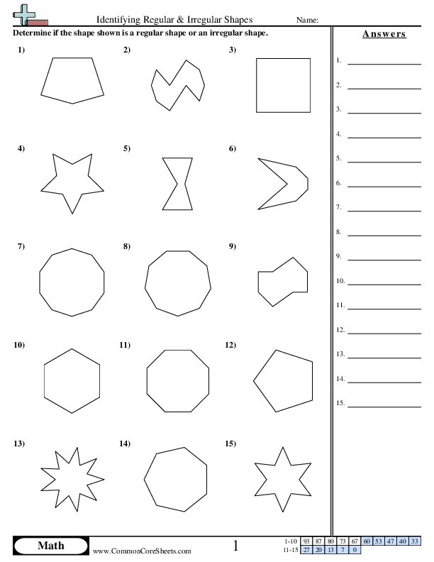 Identifying Regular and Irregular Polygons worksheet